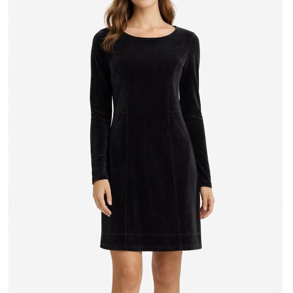 Soma Soft Black Velour Long Sleeve Dress Size XS